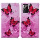 For Samsung Galaxy Note20 Ultra / 5G Cross Texture Painting Pattern Horizontal Flip Leather Case with Holder & Card Slots & Wallet & Lanyard(Pink Butterfly) - 2