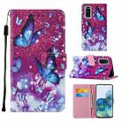 For Samsung Galaxy S20 Cross Texture Painting Pattern Horizontal Flip Leather Case with Holder & Card Slots & Wallet & Lanyard(Purple Butterfly) - 1