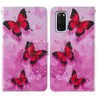 For Samsung Galaxy S20 Cross Texture Painting Pattern Horizontal Flip Leather Case with Holder & Card Slots & Wallet & Lanyard(Pink Butterfly) - 2