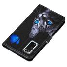 For Samsung Galaxy S20 Cross Texture Painting Pattern Horizontal Flip Leather Case with Holder & Card Slots & Wallet & Lanyard(Blue Butterfly Cat Eyes) - 3