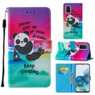 For Samsung Galaxy S20+ Cross Texture Painting Pattern Horizontal Flip Leather Case with Holder & Card Slots & Wallet & Lanyard(Sleeping Panda) - 1