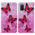 For Samsung Galaxy S20+ Cross Texture Painting Pattern Horizontal Flip Leather Case with Holder & Card Slots & Wallet & Lanyard(Pink Butterfly) - 2
