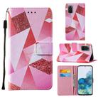 For Samsung Galaxy S20+ Cross Texture Painting Pattern Horizontal Flip Leather Case with Holder & Card Slots & Wallet & Lanyard(Pink Rhombus) - 1