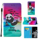 For Samsung Galaxy S20 Ultra Cross Texture Painting Pattern Horizontal Flip Leather Case with Holder & Card Slots & Wallet & Lanyard(Sleeping Panda) - 1