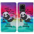 For Samsung Galaxy S20 Ultra Cross Texture Painting Pattern Horizontal Flip Leather Case with Holder & Card Slots & Wallet & Lanyard(Sleeping Panda) - 2