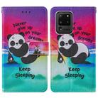 For Samsung Galaxy S20 Ultra Cross Texture Painting Pattern Horizontal Flip Leather Case with Holder & Card Slots & Wallet & Lanyard(Sleeping Panda) - 2