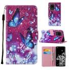 For Samsung Galaxy S20 Ultra Cross Texture Painting Pattern Horizontal Flip Leather Case with Holder & Card Slots & Wallet & Lanyard(Purple Butterfly) - 1