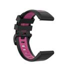 For Garmin QuickFit 20mm Kalebol Two-color Silicone Watch Band(Black Rose Red) - 3