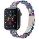 For Apple Watch 46mm / 49mm / 45mm / 44mm Oval Resin Watch Band(Purple Green Flower) - 1