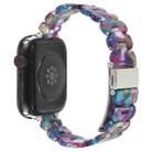 For Apple Watch 46mm / 49mm / 45mm / 44mm Oval Resin Watch Band(Purple Green Flower) - 2
