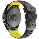 For Garmin QuickFit 22mm Kalebol Breathable Two-color Silicone Watch Band(Black Yellow) - 2