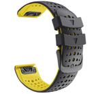 For Garmin QuickFit 22mm Kalebol Breathable Two-color Silicone Watch Band(Black Yellow) - 3