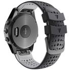 For Garmin QuickFit 22mm Kalebol Breathable Two-color Silicone Watch Band(Black Grey) - 2