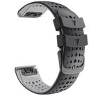 For Garmin QuickFit 22mm Kalebol Breathable Two-color Silicone Watch Band(Black Grey) - 3