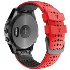 For Garmin QuickFit 22mm Kalebol Breathable Two-color Silicone Watch Band(Red Black) - 2