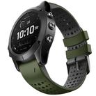 For Garmin QuickFit 22mm Kalebol Breathable Two-color Silicone Watch Band(Army Green) - 1