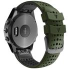 For Garmin QuickFit 22mm Kalebol Breathable Two-color Silicone Watch Band(Army Green) - 2