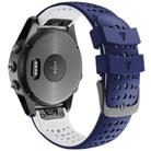 For Garmin QuickFit 22mm Kalebol Breathable Two-color Silicone Watch Band(Blue White) - 2