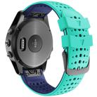 For Garmin QuickFit 22mm Kalebol Breathable Two-color Silicone Watch Band(Teal Blue) - 2