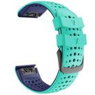 For Garmin QuickFit 22mm Kalebol Breathable Two-color Silicone Watch Band(Teal Blue) - 3