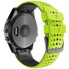 For Garmin QuickFit 22mm Kalebol Breathable Two-color Silicone Watch Band(Green Black) - 2