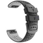 For Garmin QuickFit 26mm Kalebol Breathable Two-color Silicone Watch Band(Black Grey) - 3