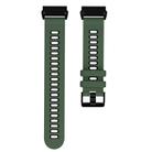 For Garmin QuickFit 22mm Kalebol Two-layer Silicone Watch Band(Army Green Black) - 2
