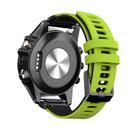 For Garmin QuickFit 22mm Kalebol Two-layer Silicone Watch Band(Green Black) - 1