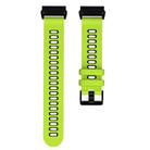 For Garmin QuickFit 22mm Kalebol Two-layer Silicone Watch Band(Green Black) - 2