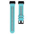 For Garmin QuickFit 26mm Kalebol Two-layer Silicone Watch Band(Teal Black) - 2