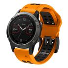 For Garmin QuickFit 22mm Kalebol Tow Row Holes Silicone Watch Band(Orange Black) - 1