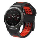 For Garmin QuickFit 22mm Kalebol Tow Row Holes Silicone Watch Band(Black Red) - 1