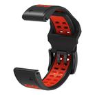 For Garmin QuickFit 22mm Kalebol Tow Row Holes Silicone Watch Band(Black Red) - 2