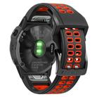For Garmin QuickFit 22mm Kalebol Tow Row Holes Silicone Watch Band(Black Red) - 3
