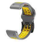 For Garmin QuickFit 22mm Kalebol Tow Row Holes Silicone Watch Band(Grey Yellow) - 2