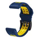 For Garmin QuickFit 22mm Kalebol Tow Row Holes Silicone Watch Band(Blue Yellow) - 2