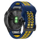 For Garmin QuickFit 22mm Kalebol Tow Row Holes Silicone Watch Band(Blue Yellow) - 3