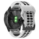 For Garmin QuickFit 26mm Kalebol Tow Row Holes Silicone Watch Band(White Black) - 3