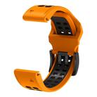 For Garmin QuickFit 26mm Kalebol Tow Row Holes Silicone Watch Band(Orange Black) - 2