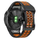 For Garmin QuickFit 26mm Kalebol Tow Row Holes Silicone Watch Band(Black Orange) - 3