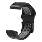 For Garmin QuickFit 26mm Kalebol Tow Row Holes Silicone Watch Band(Black Grey) - 2