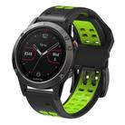 For Garmin QuickFit 26mm Kalebol Tow Row Holes Silicone Watch Band(Black Green) - 1