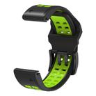 For Garmin QuickFit 26mm Kalebol Tow Row Holes Silicone Watch Band(Black Green) - 2