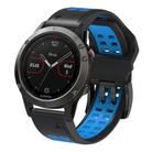 For Garmin QuickFit 26mm Kalebol Tow Row Holes Silicone Watch Band(Black Blue) - 1