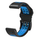 For Garmin QuickFit 26mm Kalebol Tow Row Holes Silicone Watch Band(Black Blue) - 2