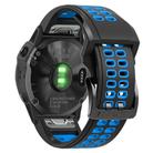 For Garmin QuickFit 26mm Kalebol Tow Row Holes Silicone Watch Band(Black Blue) - 3