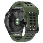 For Garmin QuickFit 26mm Kalebol Tow Row Holes Silicone Watch Band(Green Black) - 3