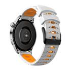 Kalebol 22mm Universal Three Row Holes Silicone Watch Band(White Orange) - 2