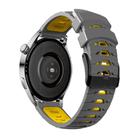 Kalebol 22mm Universal Three Row Holes Silicone Watch Band(Grey Yellow) - 2