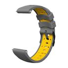 Kalebol 22mm Universal Three Row Holes Silicone Watch Band(Grey Yellow) - 3